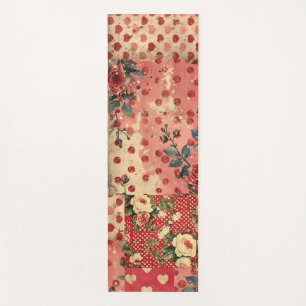 Pretty Distressed Look Vintage Shabby Chic Floral Yoga Mat