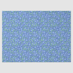 Pretty Ditsy Periwinkle Blue Green Floral Pattern Tissue Paper
