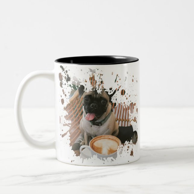 Pretty Dog Artwork Two-Tone Coffee Mug (Left)