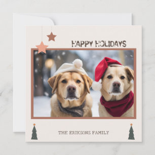pretty dogs happy christmas  Flat Holiday Card