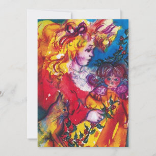 PRETTY DOLL ,red blue yellow Invitation