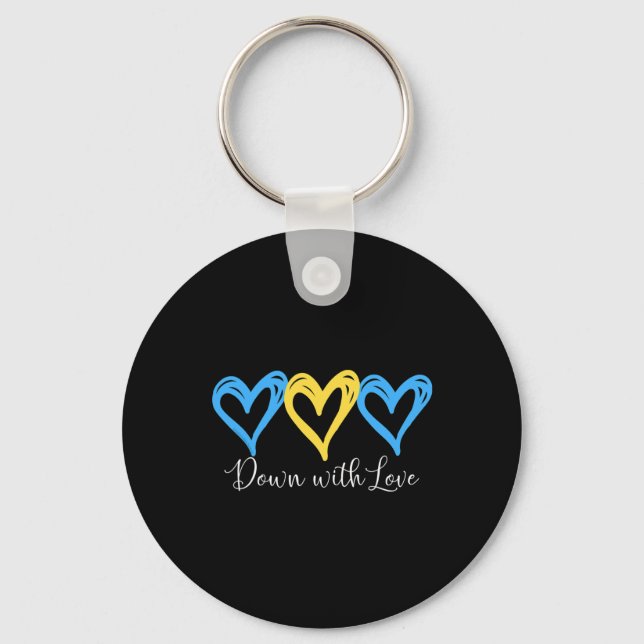 Pretty Down With Love World Down Syndrome Awarenes Key Ring (Front)