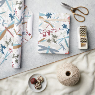 Pretty Dragonflies Pattern Wrapping Paper