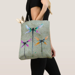 Pretty dragonflies watercolor illustration tote bag