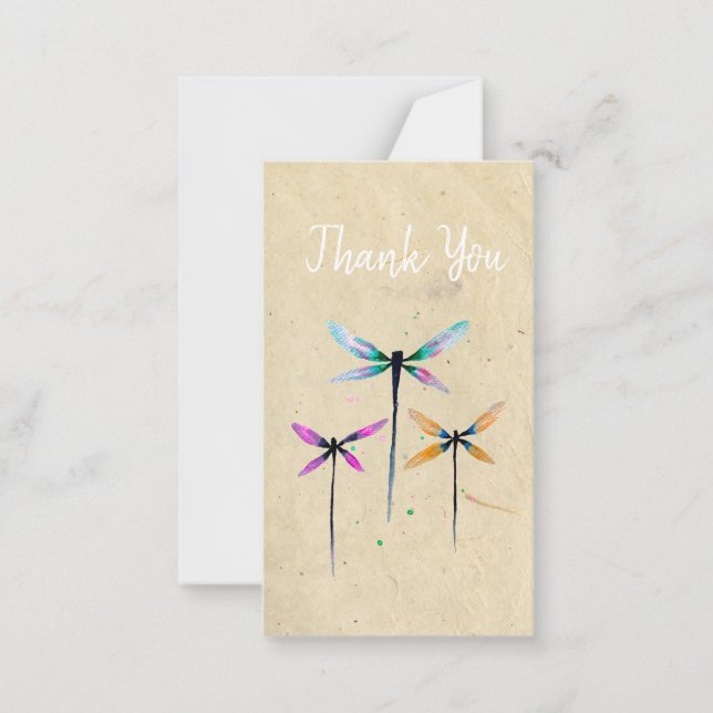 Pretty dragonflies watercolor rustic card (Front)