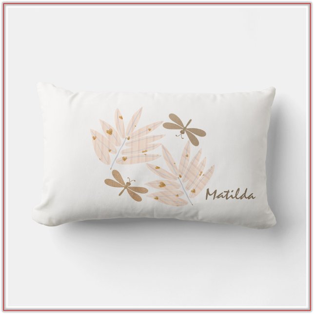 Pretty Dragonfly and Leaves Feminine Lumbar Cushion (Creator Uploaded)