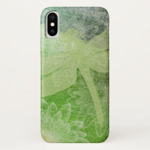 Pretty Dragonfly Green Art iPhone X Case