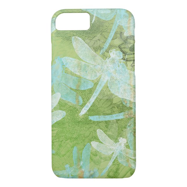 Pretty Dragonfly Green Blue Pattern Case-Mate iPhone Case (Back)