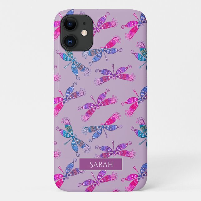Pretty Dragonfly Purple Blue Two Tone Pattern Case-Mate iPhone Case (Back)