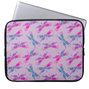 Pretty Dragonfly Purple Blue Two Tone Pattern Laptop Sleeve