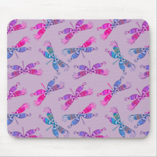 Pretty Dragonfly Purple Blue Two Tone Pattern Mouse Pad