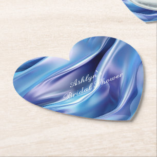 Pretty Dreamy Blue Purple Bridal Shower Paper Coaster