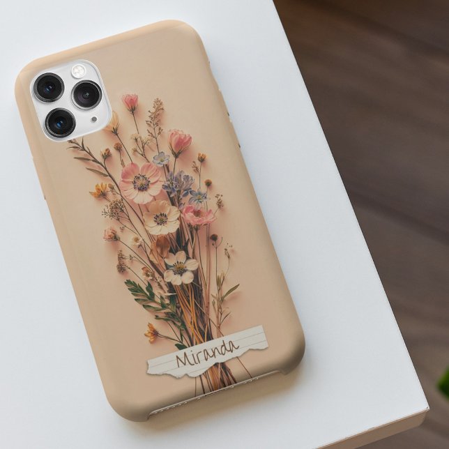 Pretty Dried Pressed Wildflowers Custom Name  Case-Mate iPhone Case (Creator Uploaded)
