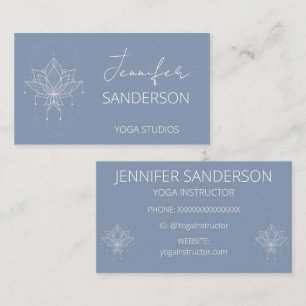 Pretty Duck Egg Blue Boho Floral Lotus Yoga Business Card