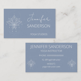 Pretty Duck Egg Blue Boho Floral Lotus Yoga  Business Card