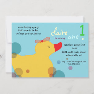 Pretty Ducky - blue birthday invitations