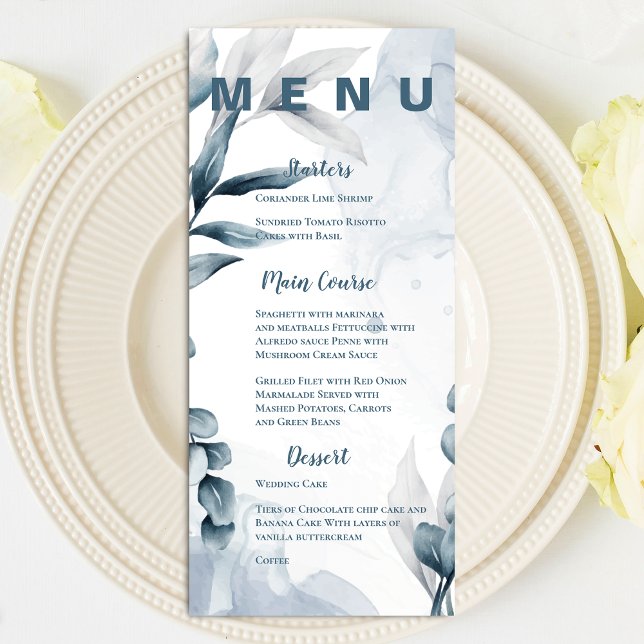 Pretty Dusty Blue Eucalyptus Leaves Wedding Party Menu (Pretty Dusty Blue Eucalyptus Leaves Wedding Party Menu)
