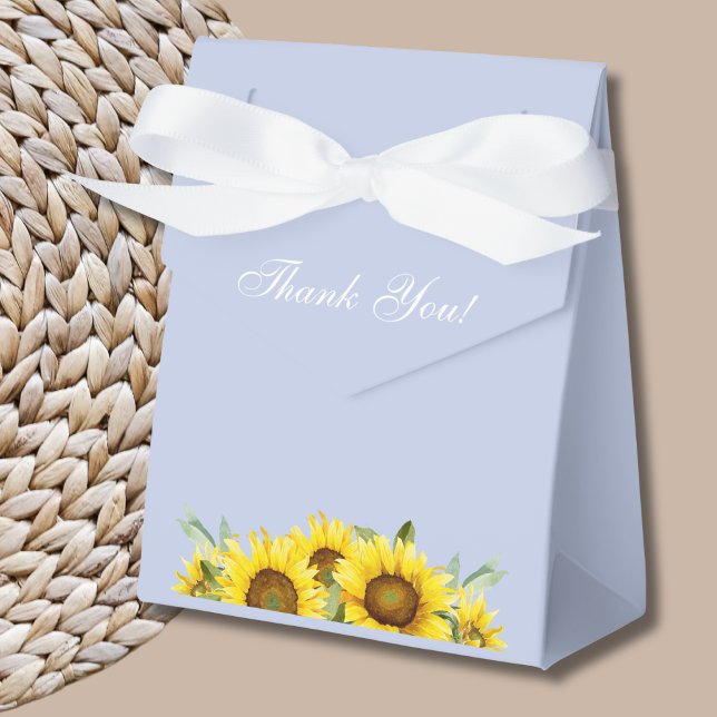 Pretty Dusty Blue Sunflower Baby Shower Favour Box (Creator Uploaded)