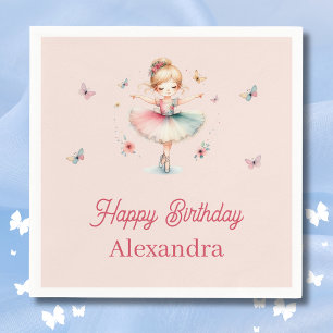 Pretty Dusty Pink Ballerina Kids Birthday Party Napkin
