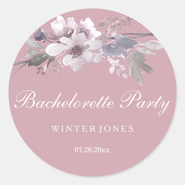 Pretty Dusty Pink Floral Bachelorette Sticker (Front)