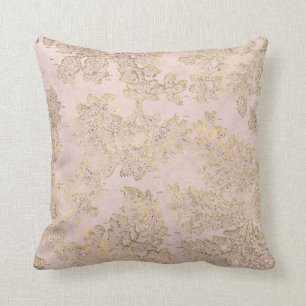 PRETTY DUSTY PINK GOLD FLORAL CUSHION