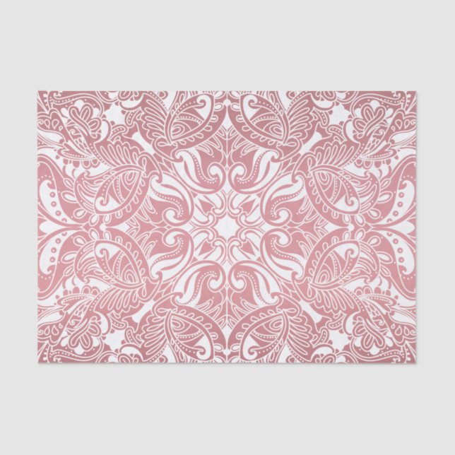Pretty Dusty Rose and White Paisley Tissue Paper (Front)