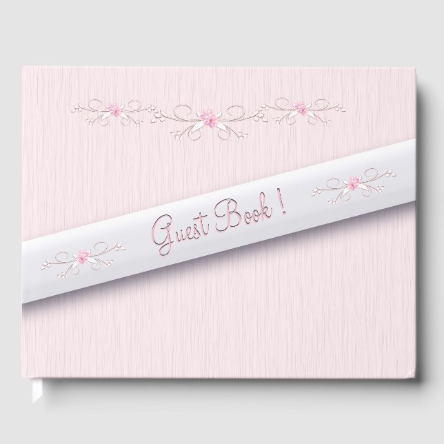 Pretty Dusty Rose Simplicity Guest Book (Front)