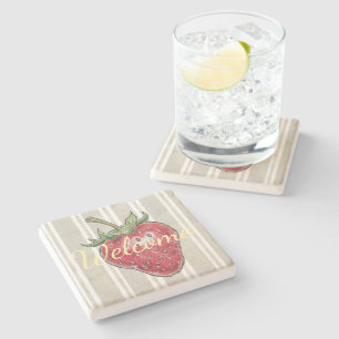 Pretty dusty stripped background natural color stone coaster