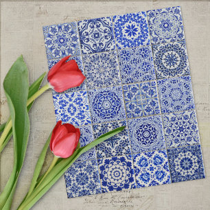 Pretty Dutch Tiles - Raised Look Blue and White Ji Jigsaw Puzzle
