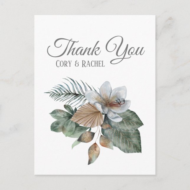 Pretty Earth Tone Boho Bouquet Thank You   Postcard (Front)