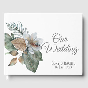 Pretty Earth Tone Boho Bouquet Wedding Guestbook