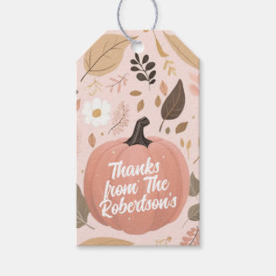 Pretty Earthy Pumpkin Foliage Thanksgiving Party  Gift Tags