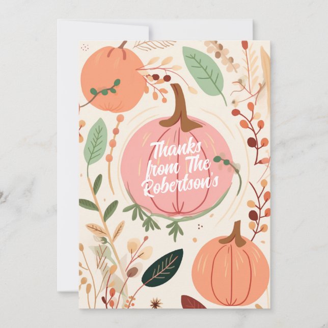 Pretty Earthy Pumpkin Foliage Thanksgiving Party  Holiday Card (Front)