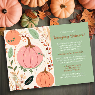 Pretty Earthy Pumpkin Foliage Thanksgiving Party  Invitation
