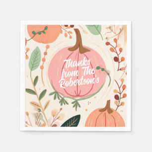 Pretty Earthy Pumpkin Foliage Thanksgiving Party  Napkin