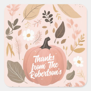 Pretty Earthy Pumpkin Foliage Thanksgiving Party  Square Sticker