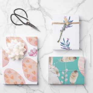 Pretty Easter Bunny And Eggs Wrapping Paper Sheet