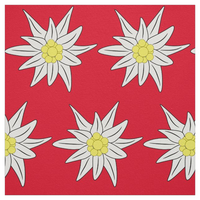 Pretty edelweiss red and white floral pattern fabric (Swatch)