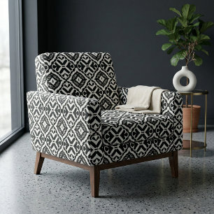 Pretty Elegant Black and White Geometric Pattern Fabric