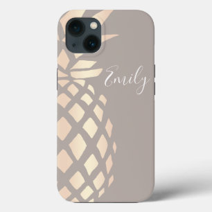 Pretty elegant copper rose gold pineapple & grey iPhone 13 case