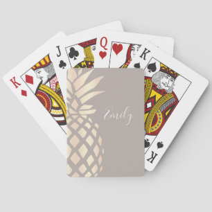 Pretty elegant copper rose gold pineapple & grey playing cards