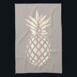 Pretty elegant copper rose gold pineapple & grey tea towel<br><div class="desc">Modern faux copper rose gold pineapple.</div>