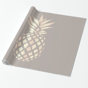Pretty elegant copper rose gold pineapple & grey wrapping paper