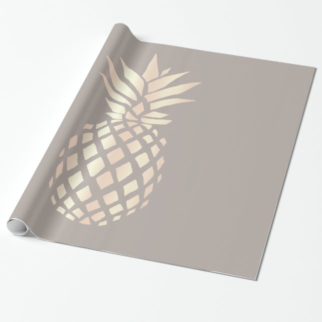 Pretty elegant copper rose gold pineapple & grey wrapping paper (Unrolled)