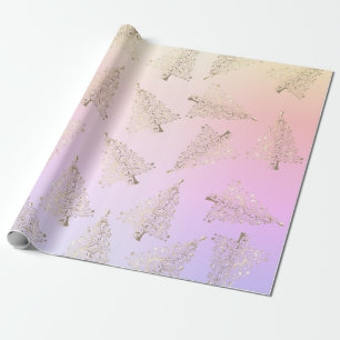 Pretty elegant holographic Christmas tree pattern Wrapping Paper