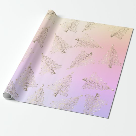 Pretty elegant holographic Christmas tree pattern Wrapping Paper