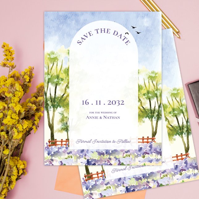 Pretty Elegant Lavender Fields Landscape Wedding Announcement Postcard (Pretty Elegant Lavender Fields Landscape Wedding Announcement Postcard)