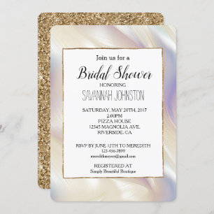 Pretty Elegant Pearl Aqua Blue Purple Swirl Invitation