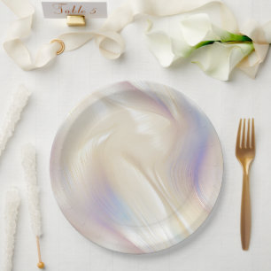Pretty Elegant Pearl Aqua Blue Purple Swirl Paper Plate