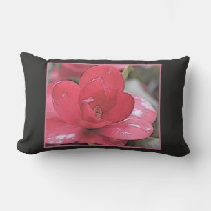 Pretty, elegant pink camellia flower lumbar cushion